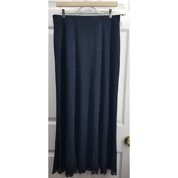 J.Janet Cut Out Maxi Skirt Navy Blue Size Large - Picture 1 of 9
